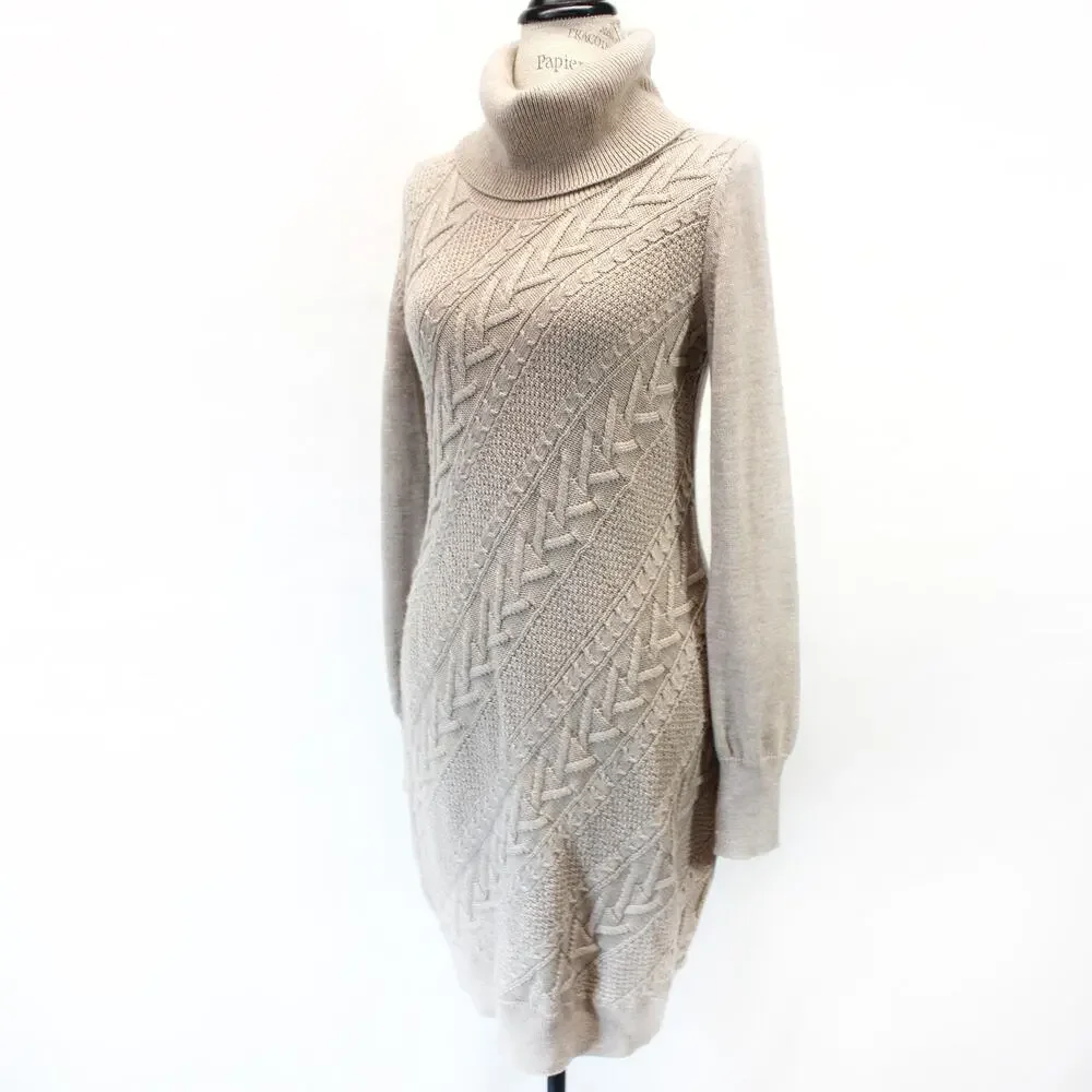 Banana Republic Heritage Brown Merino Knit Dress Blend Cozy Preppy Casual Medium - Picture 1 of 7